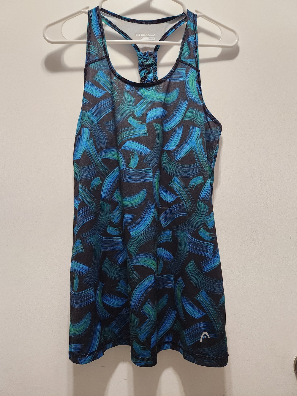Head Women’s Black Tank Top with Blue & Teal Brushstroke Print